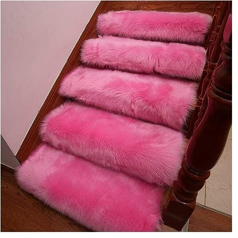 Morbido tappeto a pelo lungo in peluche per scale per gradini in legno per interni antiscivolo soffice tappeto per scale tappeti autoadesivi per scale antiscivolo antiscivolo tappetini per scale