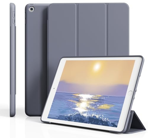 ZOPSGYU Custodia per iPad di 9a generazione 2021/iPad 8a generazione 2020/7a 2019 da 10,2 pollici, retro in morbido TPU sottile, custodia protettiva a tre ante con supporto, accensione e spegnimento