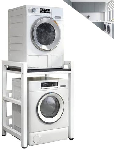 Support de sèche-linge portable à hauteur réglable et kit d'empilage - Étagère de rangement robuste pour lave-linge et lave-vaisselle d'une capacité de 400 kg pour un rangement compact du li