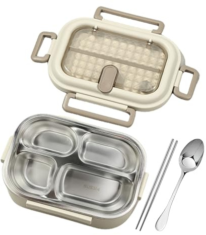 Générique Boîtes Repas Isothermes - Boîtes Repas pour Adultes - Résistante Aux Odeurs Étanche Micro-Ondable En Acier Inoxydable Bol Compartimenté Avec Cuillère Baguettes Pour Plage Randonnée Hôpital