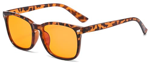 Long Keeper Night Driving Glasses Retro Orange Lens Sunglasses for Women Men Square Anti Glare Night Vision Glasses UV400 for Cyling Fishing
