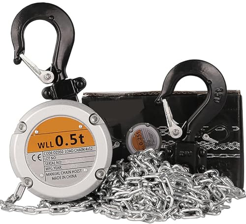 Chain Hoist Hook, Light Mini 250 500Kg Aluminum Alloy Chain Hoist, With Heavy Duty Steel Hook 360°Rotatable, For Lifting Goods In Workshops, Construction Sites, Warehouses,250Kg*,500kg*3m