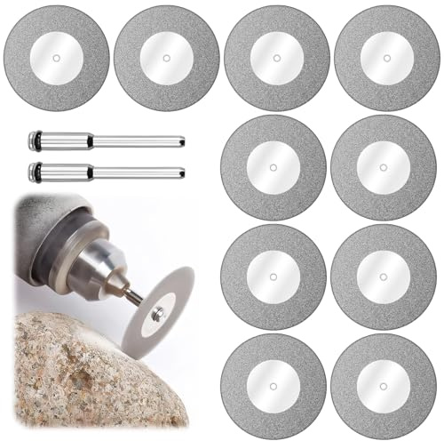 10 Pezzi Disco da Taglio in Diamante 40mm, Mini Dischi Diamantati Con 2 Pezzi Mandrin Rotativi Per Taglio Preciso di Vetro Per Bricolage, Artigianato, Metallo, Vetro, Piastrelle, Ceramica, Legno