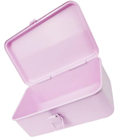 WOONEKY Heavy Duty Metal Toolbox with Lockable Latch Mechanics Tools Organizer for Garage and Workshop Storage Portable Tool Chest for Screwdrivers Wrenches Drills Pink Model