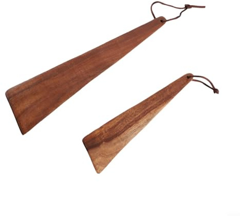 Gettimore Lot de 2 spatules en bois de teck robustes avec prise en main confortable pour cuisiner, gratter et retourner, faciles à nettoyer, compatibles avec les casseroles antiadhésives