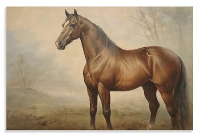 Wandkunst, Vintage-Pferd, Leinwanddruck, Poster, Kunstwerk für Wohnzimmer, Schlafzimmer, Badezimmer, Büro, Heimdekoration, 50 x 75 cm
