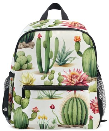 ISAOA Cactus Flowers Kids Small School Backpack, Toddler Preschool Shoulder Bookbag Kindergarten School Bag Casual Daypack for Boys Girls