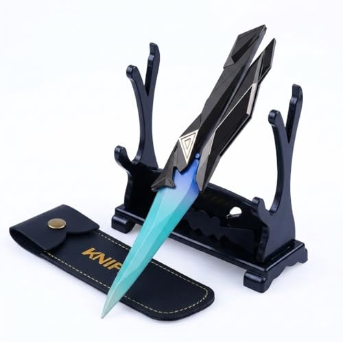 Toys Top Wonder Cuchillo Singularity para Valorant, Réplica Melee Impresa en 3D, 22 cm, con Funda de Cuero, Azul