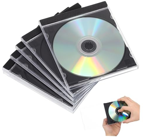 Mikikit Custodie CD Quadrate in Plastica Trasparente Nere 6 Pezzi Portatili Numerazione per Conservazione Dischi in Casa