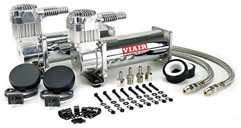 VIAIR 444C Dual Air Compressor for Air Suspension (2 Pack) 12V Continuous Duty Cycle Compressor for Air Tanks, Bags & Air Horns 200 PSI (Chrome)