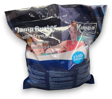 Kampa 2.5kg Moisture Absorber Refill Crystals - Disposable Dehumidifier for Home, Wardrobe, Bathroom, Caravan, and More - Damp Trap and Condensation Control
