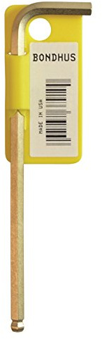 Bondhus 37903 Tagged and Barcoded 1/16 Ball End Tip Hex Key L-Wrench with GoldGuard Finish, 3.0