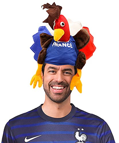 Ilovefancydress Bonnet de coq français Rugby Accessoire de déguisement France Sport supporters Coupe du monde