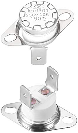 sourcing map KSD301 Thermostat 190°C/374°F 10A Normalerweise geschlossen N.C. Einstellen des Temperaturschalters mit Schnappscheibe