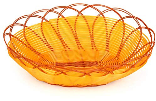 Uteruik Cesta de Mimbre para Pan, Bandeja de Almacenamiento de Alimentos, Bandeja Ovalada Tejida, para Frutas, Verduras, postres, Aperitivos, Cuencos, 22 x 17 x 18 cm, 1 Unidad