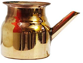 NK GLOBAL Pichet en cuivre indien Neti Lota Pooja Samagri Kalash Jala Neti pour décoration de temple