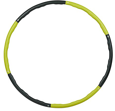 Relaxdays Hula Hoop, 98 cm Ø, Aro Fitness Adultos, 1,2 kg, para Pérdida de Peso, Entrenamiento Abdominal, Amarillo/Gris