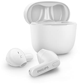 PHILIPS TAT2236WT, Auricolari Wireless in Ear, Custodia di Ricarica Sottile, Resistenti all'Acqua, Bluetooth, 18 ore di Riproduzione, Microfono integrato, Design Ergonomico, Colore Bianco