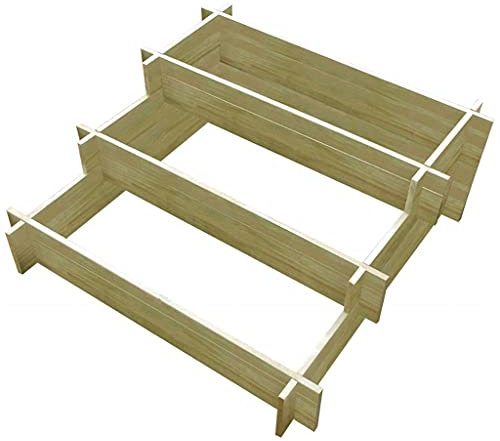 Hochbeet 3 Etagen, Holz,Pflanzkübel, Stufenbeet für Balkon, Garten, Kräuterbeet Stecksystem 90 x 90 x 35 cm Holz Imprägniert
