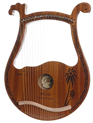 Tragbare Kleine Harfe, 19 Lyre Harfe, Saiteninstrument, Metall Saiten Mahagoni Instrument, Lyre, Einfach Zu Bedienen, Mit Stimmschlüssel Und Saiten Usw