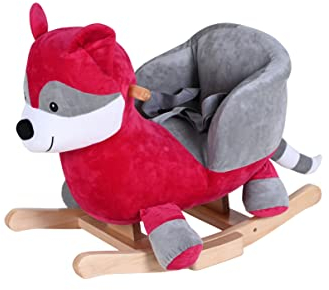 KNORRTOYS.COM 40621 Schaukeltier Waschbär, dunkelrot