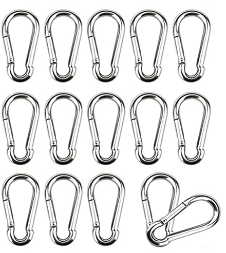16 Stück Karabinerhaken Edelstahl M4 Federschnalle Karabiner Klein Carabiner Schnapphaken Edelstahl 304 für Verbinden und Befestigen und Aufhängen