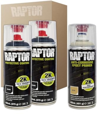 DISPIVAL 2 X Spray Pintura Raptor 2K Negro + Imprimación Epoxi 2K