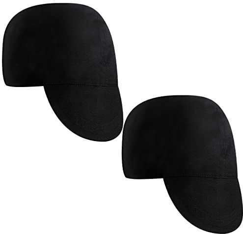 2 Pcs Welding Cap Flame Resistant Cotton Welding Hat Mesh Inside Liner for Welders Caps Elastic Low Crown for Welder Electrician Gas Station Matched with Most Welding Helmet (Black)