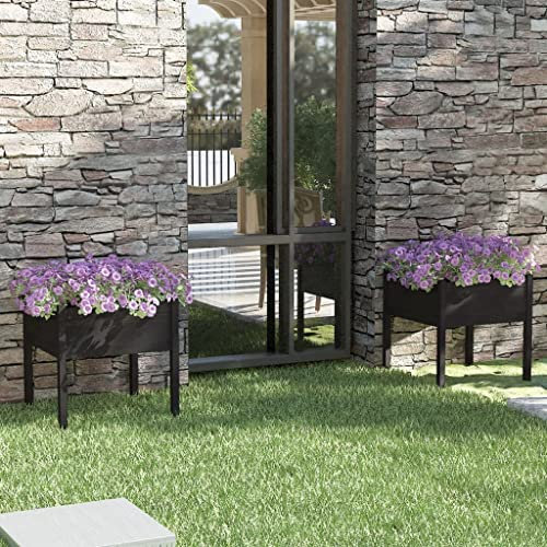 homiuse Pflanzkübel 2 STK. Schwarz 70x70x70 cm Massivholz KieferHochbeet Blumentopf Gross PflanzküBel Groß AußEn BlumenküBel Groß Aussen Blumentopf Hoch PflanzsäUle