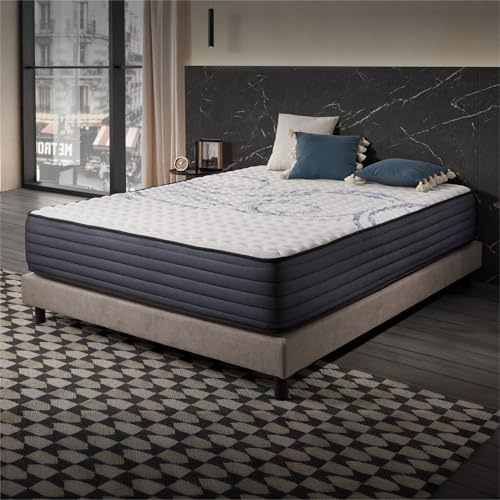 Naturalex - Colchón Muelles Perfectsleep 150x200 cm - 30 cm - Híbrido - Muelles Ensacados + Viscoelástica - Semifirme - Hipoalergénico - Ergonómico - 7 Zonas Confort - Blue Látex