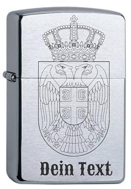Zippo Benzinfeuerzeug Serbien personalisiert mit Lasergravur Personalisieren Dein Text Logo serbische Flagge Wunschtext Sturmfeuerzeug Serbia