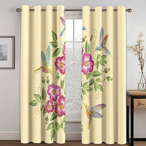 MTBDDyyds Vorhänge Für Kinderzimmer Jungen - 3D Farbe Blumen Pflanzen 160X132Cm - Kinderzimmervorhänge Mit Ösen, Verdunkelungsvorhang Gardinen Schals Vorhang Blickdicht