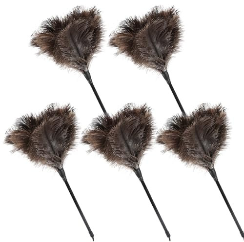 MehelloFeather Lot de 5 plumeaux en plumes d'autruche naturelles duveteuses pour nettoyer le clavier, la maison, la voiture, le bureau (38,1 cm)