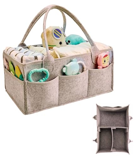 Comioke Organizador Pañales,Cesta Organizadora Bebe, Pañales Bolso Para Bebés, Correas para Pasear en Carrito Bebe, para Cambiar Toallitas Juguetes para la Ducha del Recién Nacido