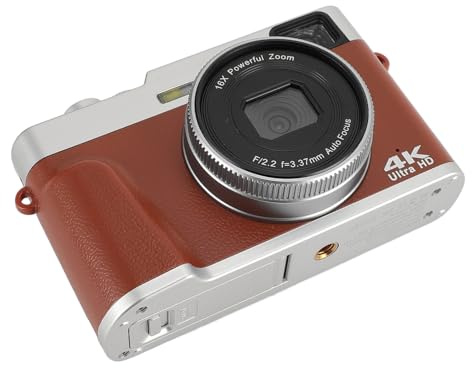 4K Digitalkamera für Fotografie, 48 MP Vlogging Kamera für YouTube mit 2,8 Zoll Bildschirm, Anti Shake 16 facher Digitalzoom, Kompakte Videokamera für Reisen, Teenager und (Brown)
