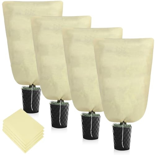 YTOPRO Pflanzenschutz Winter 100x80cm | 4pcs, Winterschutz für Pflanzen Draußen Frostschutz Pflanzen überwinterungszelt für Pflanzen mit Zugband