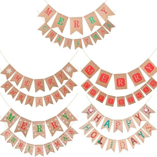 Cartel de arpillera de Feliz Navidad con 14 banderas decorativas para exhibición de eventos (T2-13)
