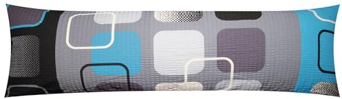 Seersucker Seitenschläferkissen Bezug 40x145cm - Modern, Karo (EW-396/3) | Kariert - 100% Baumwolle Kissenbezug, Kissenhülle, Bezug, Bügelfrei, Reißverschluss