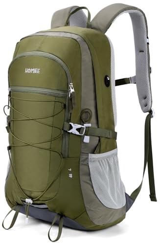 HOMIEE Wanderrucksack 45L, Herren Damen Wasserdichter Rucksack Trekkingrucksack Reiserucksack, Outdoorrucksack mit Reflexstreifen Für Wandern, Radfahren, Klettern, Bergsteigen und Reisen Sport
