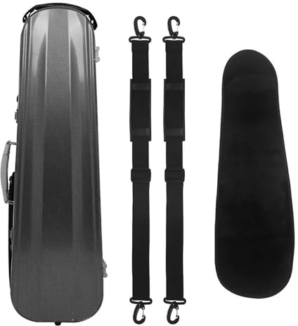 Geigenkasten 4/4 Violine Fall Carbon Faser Schulter Leichte Violine Fall Kompression Beständig Violine Lagerung Box Zubehör(Black Grid)