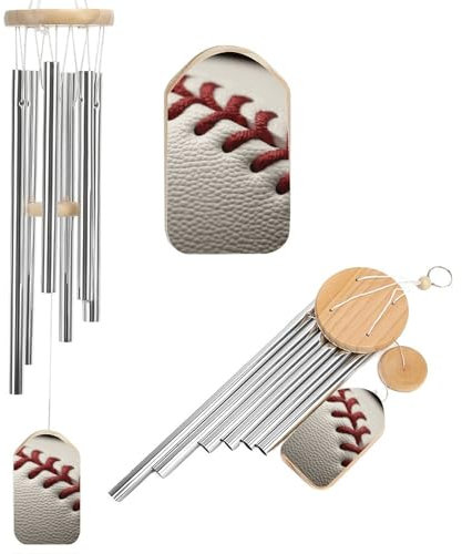 Baseball-Windspiel für den Außenbereich, einzigartige Aluminiumrohre, Gedenk-Windglocke, groß, tiefer Ton, Windspiel für Terrasse, Garten, Dekoration, Geschenk für Mutter, Frauen, Nachbarn