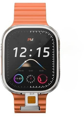 XINDADA CD12 Smart Watch 5G LTE Android 10.0 OS Rotary Camera GPS WiFi 4G/5G Sim Card 128GB Rom Touch Encoder Smartwatch (4GB 128GB,Silver Orange)