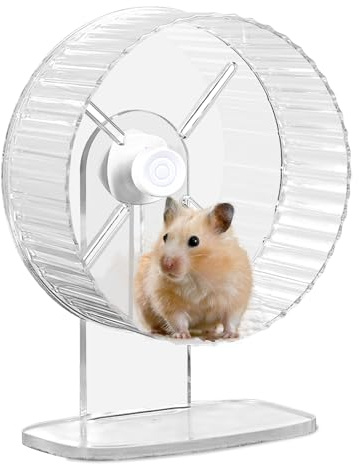 SUNOYA hamsterhjul: 21 cm tyst balanscykel för hamstrar, tystgående, justerbart stativ, transparent