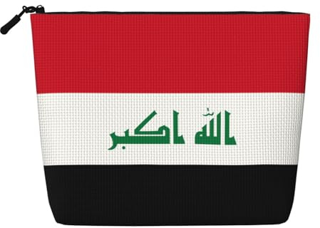 Kultur- und Kosmetiktasche für Damen, Irakische Flagge, Unisex, Kulturbeutel, Aufbewahrungstasche für Körperpflege, Schwarz, Einheitsgröße