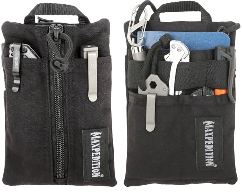 Maxpedition Platy Pocket Organizer (Black, 4 x 6) | Durable EDC Tool Pouch, Neck Wallet with Paracord Lanyard, Holds Flashlight, Multitool, Pen, Notebook