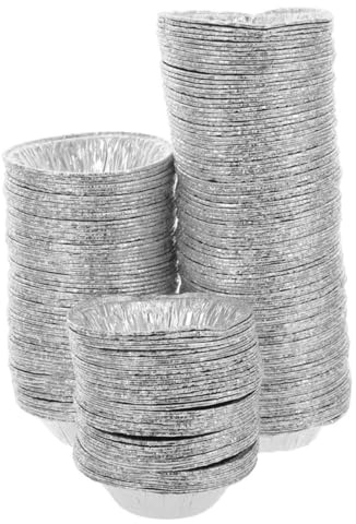 Ciieeo 600pcs Moules à Tartelettes Rondes en Papier Aluminium Argenté, Usage Unique, Résistants Haute Température, Four et Cuisson Rapide