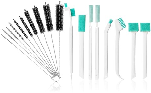 18-teiliges Reinigungsbürsten Set Strohhalmbürsten aus Edelstahl Nylon und Flaschenbürsten aus PP Mikrofaser für Babyflaschen Thermobechern Küche Bad