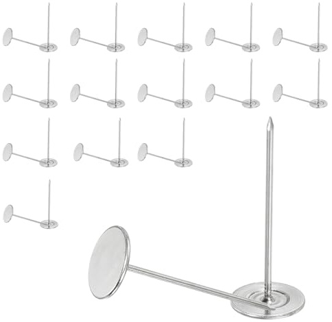 YELARXI Upholstery Nails Tacks, Furniture Tacks Nails 3/4x2 Flat Head Vintage Thumb Push Pins Fitting for (Wall Hanging/Office/Home/Furniture Decor/Photo) 0.06H&30Pcs&Silver