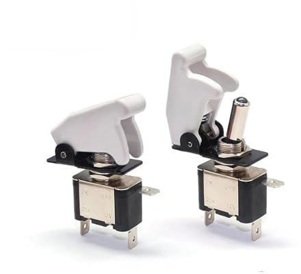 Interruttore a bilanciere 12V 20A per auto, barca, camion, interruttore a levetta illuminato con protezione di sicurezza per aeromobili(Solid cover White)