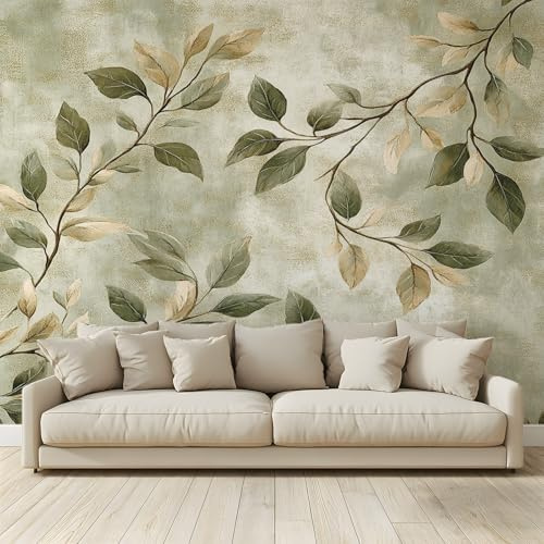 Fond D'Écran 3D Mural Feuillage plante vert sauge Papier Peint Intissé Tapisserie Panoramique Poster Décoration Murales Chambre Adulte Enfant Salon Tv 250x175Cm